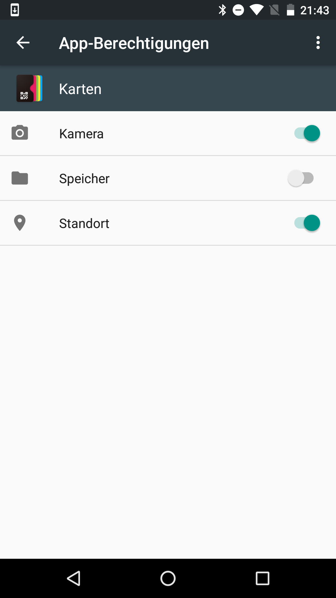 App-Einstellungen Android für Wallet Passes App