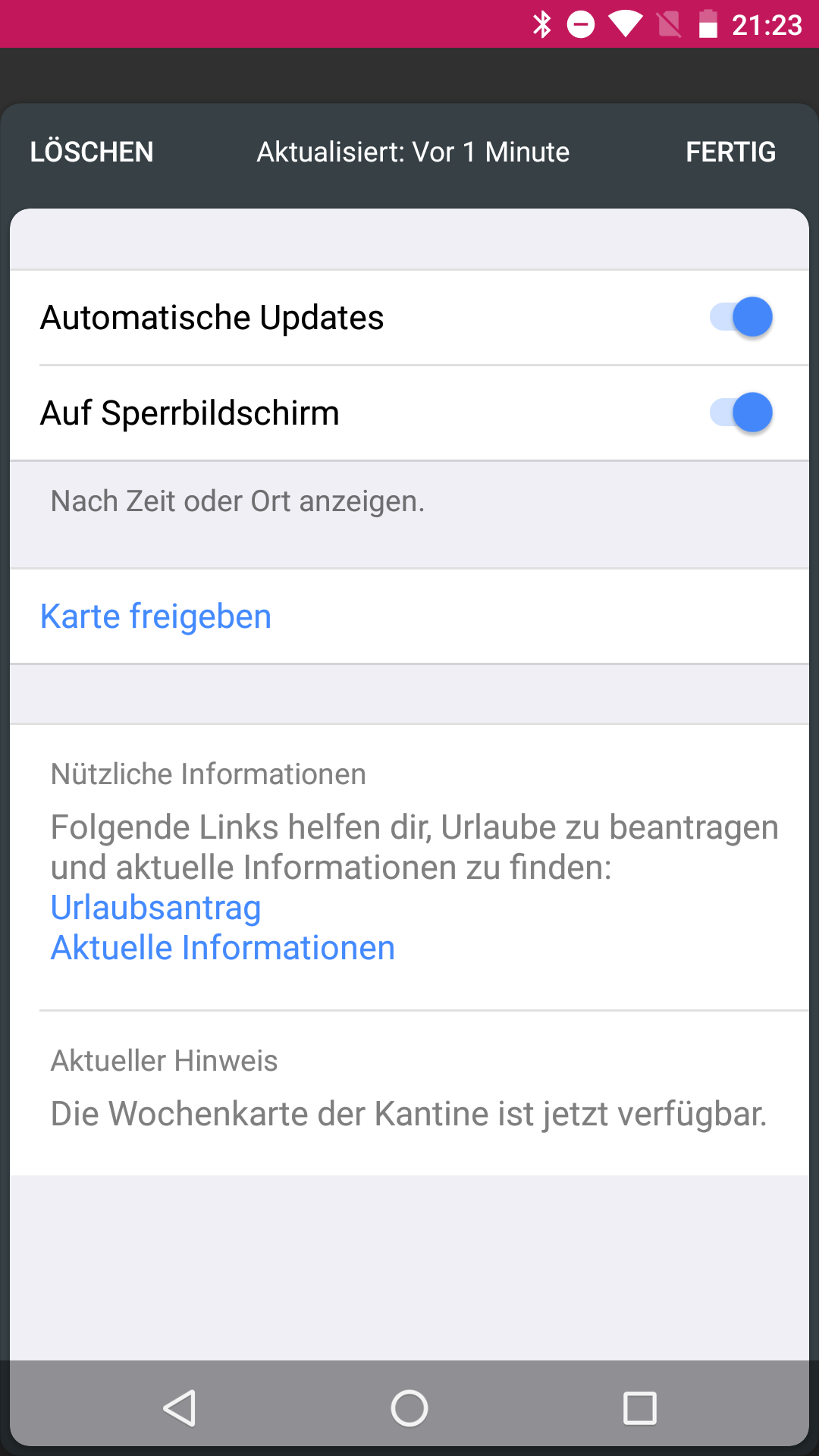 Notifications im Sperrbildschirm Anzeigen - Wallet Passes Android