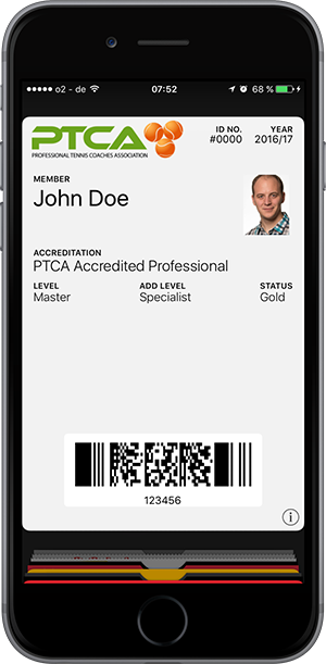 Membership Wallet pass for Professional tennis coaches association