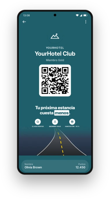 Tarjeta de socio de YourHotel Club en Google Wallet