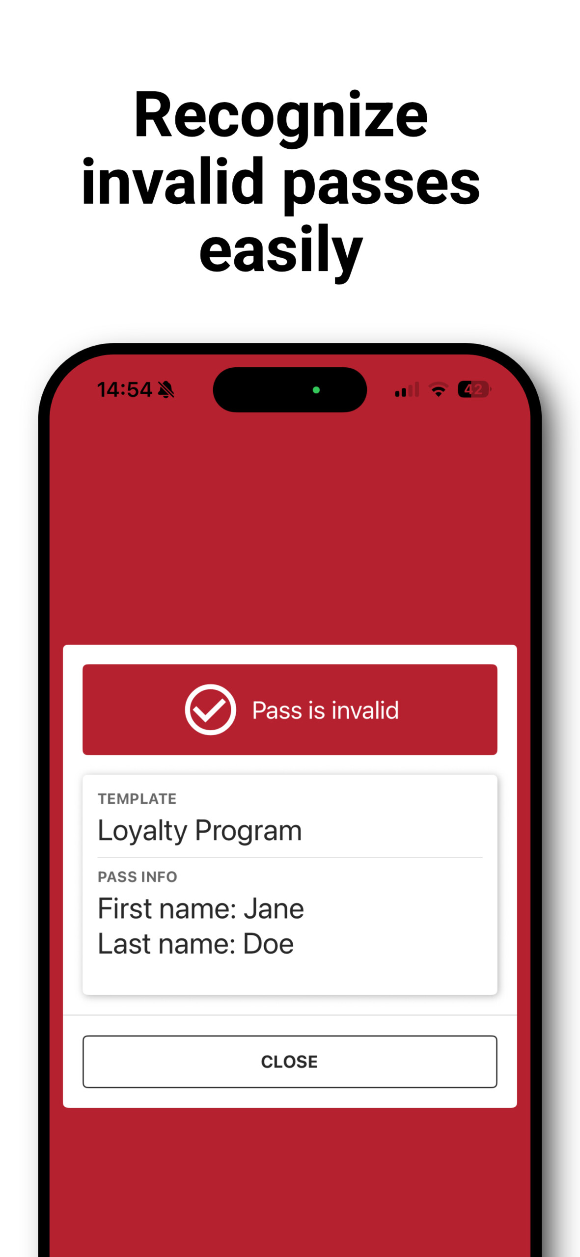 Invalid passes are clearly marked
