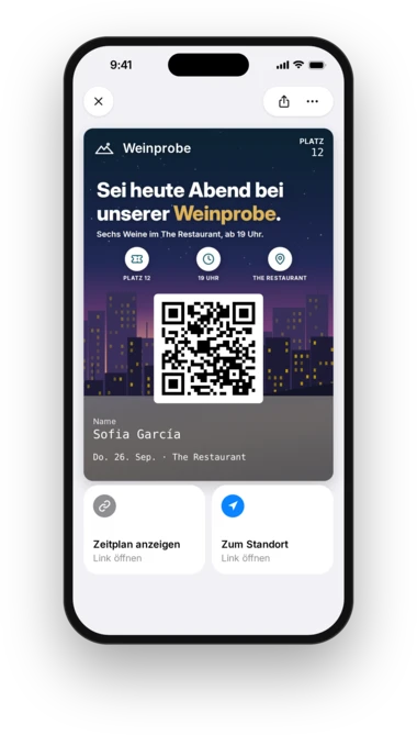 YourHotel Ticket für das Weintasting in Apple Wallet
