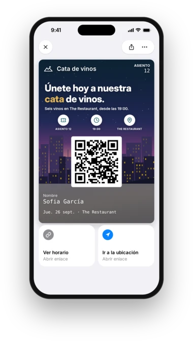 Entrada para la cata de vinos de YourHotel en Apple Wallet