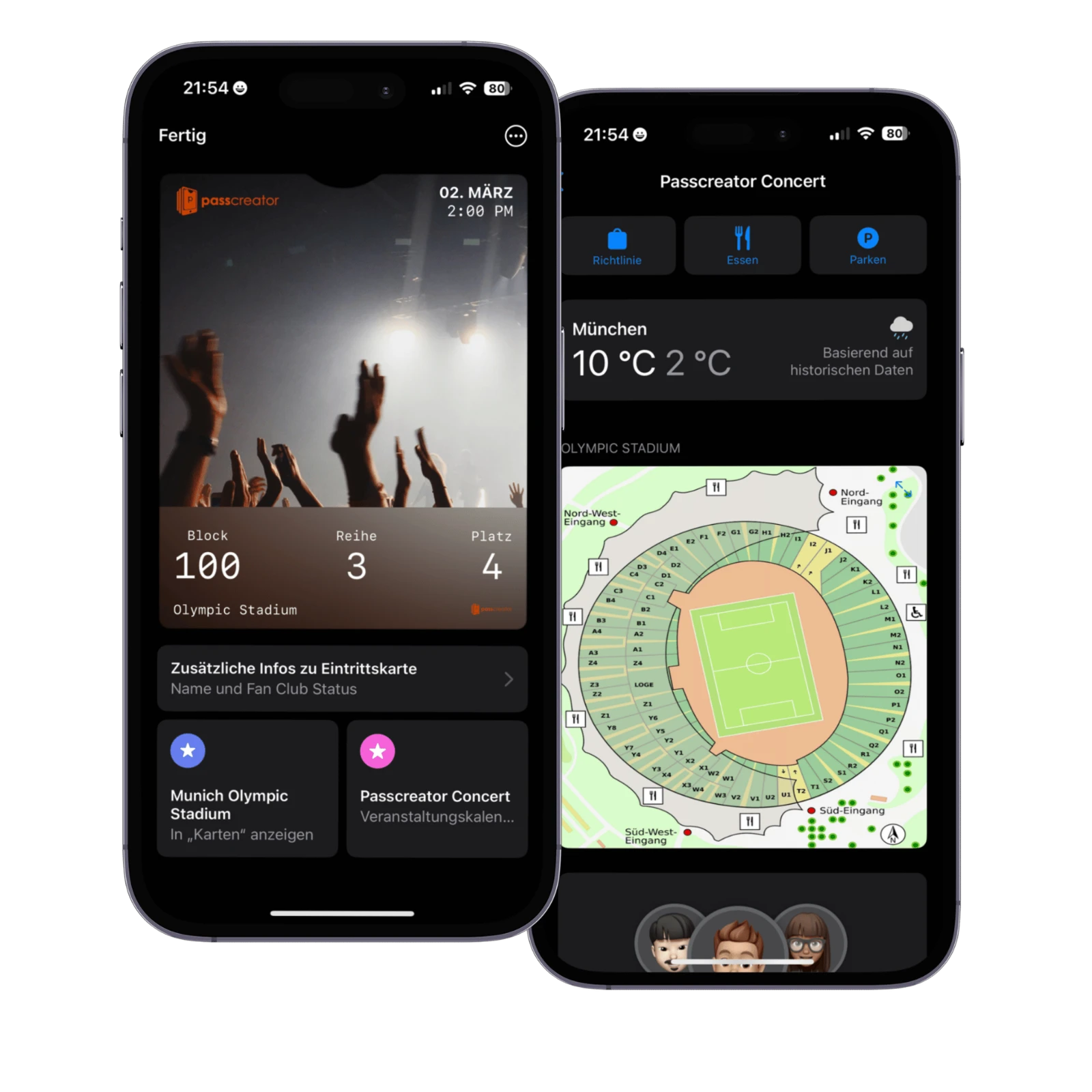 Apple Wallet pkpass file representing an event ticket shown on an iPhone
