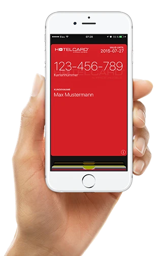 The Hotelcard store card saved in Apple Wallet on an iPhone