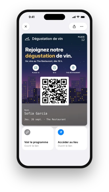 Billet de dégustation de vins YourHotel dans Apple Wallet