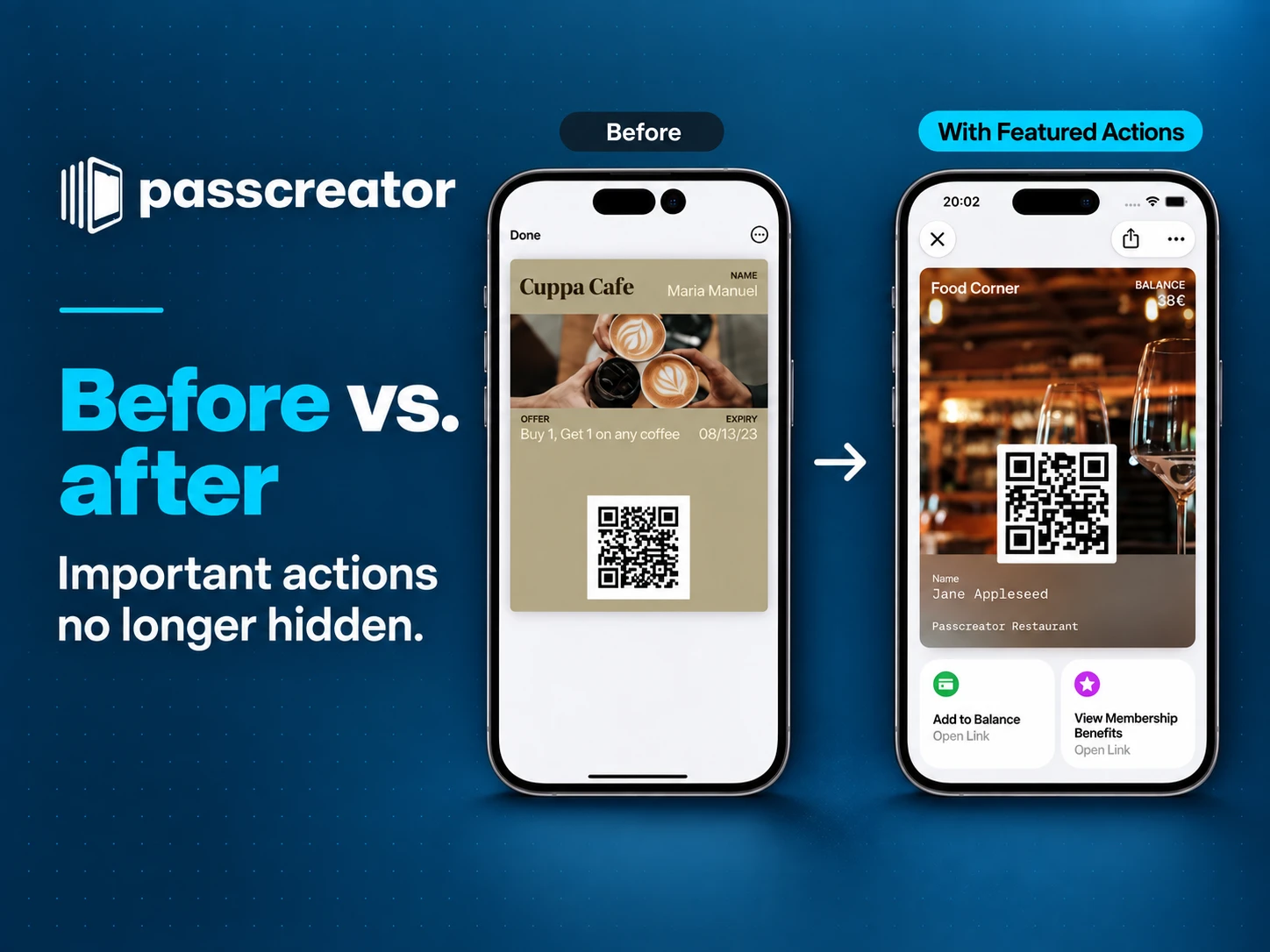 Apple Wallet Loyalty Card: Before and After Before-and-after comparison of the new Apple Wallet pass layouts
