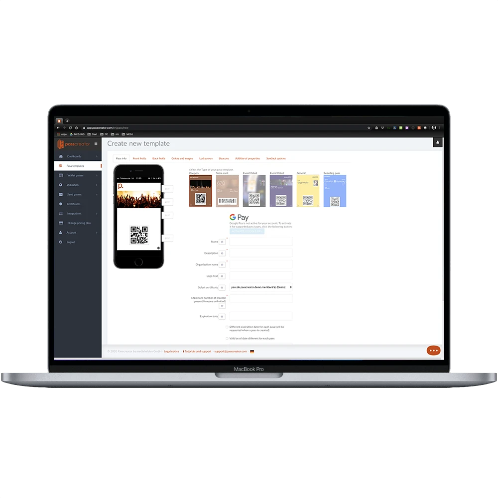 Visual editor for Wallet passes