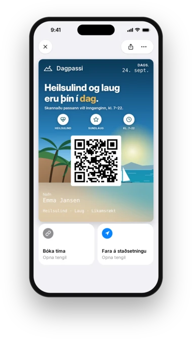 Dagpassi YourHotel í heilsulindina í Apple Wallet