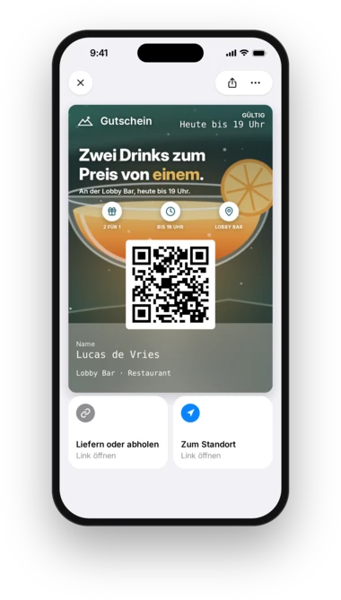 YourHotel Happy-Hour-Gutschein in Apple Wallet