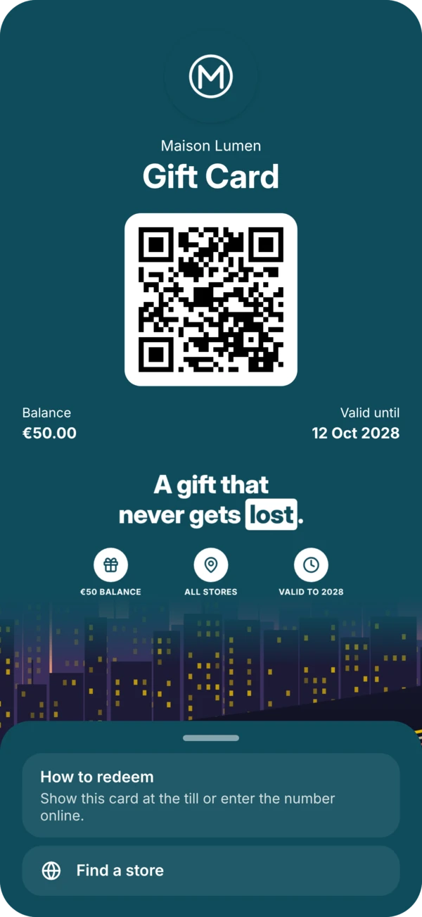 Mockup Maison Lumen Gift Card (Google Wallet) ohne-controls