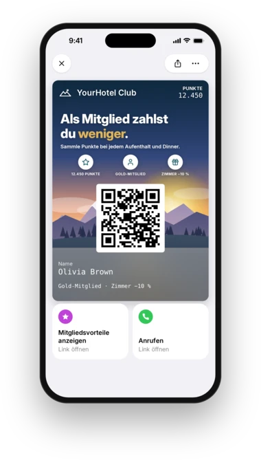 YourHotel Club Mitgliedskarte in Apple Wallet