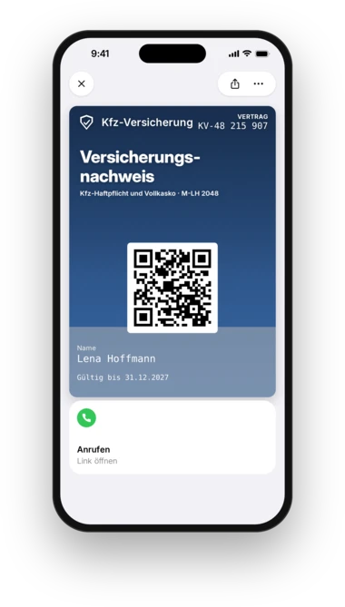 YourInsurance car insurance card in Apple Wallet