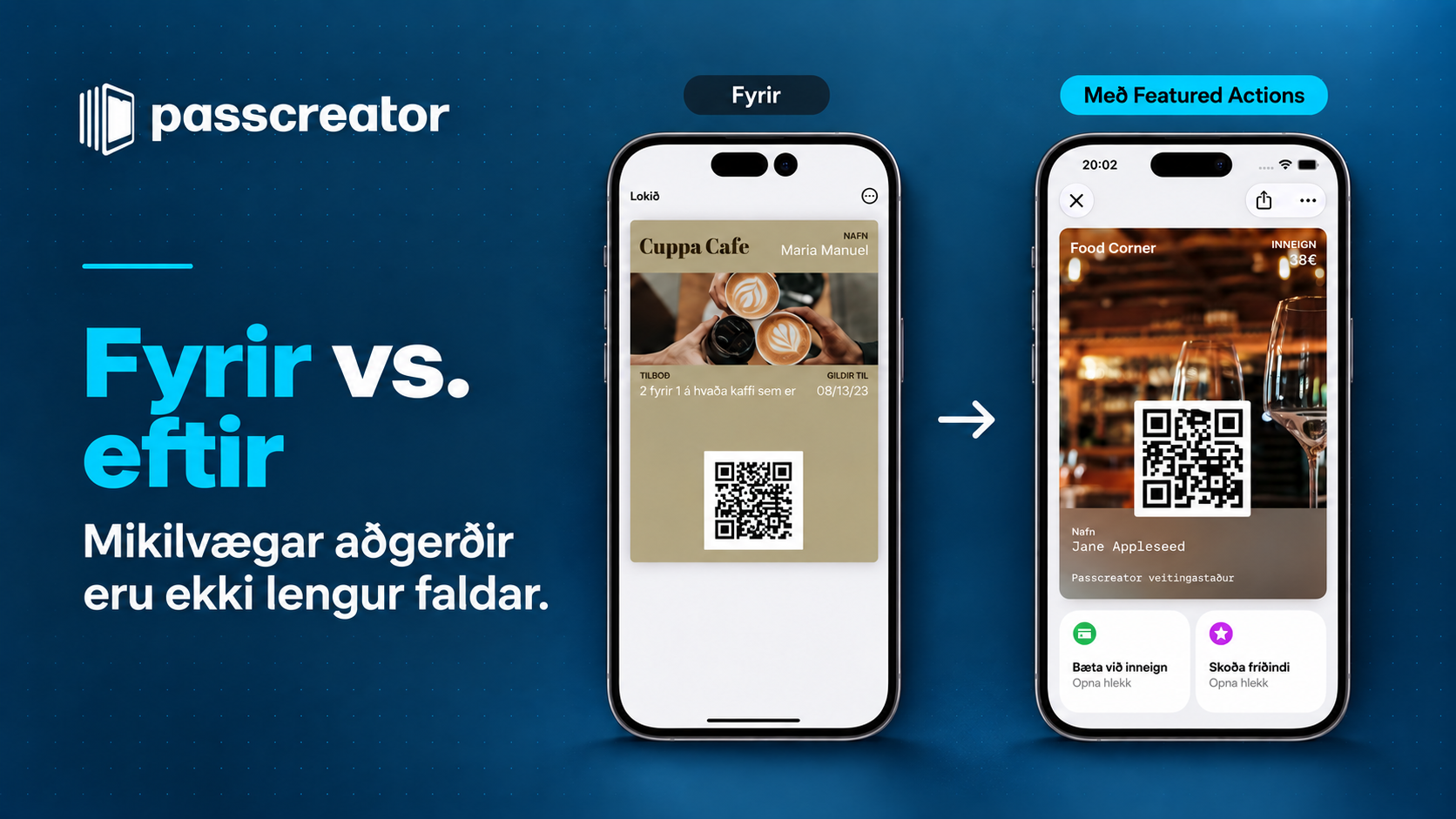 Apple Wallet viðskiptavinakort: fyrir og eftir Samanburður fyrir og eftir á nýjum hönnunum fyrir Apple Wallet-kort