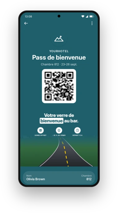 Pass de bienvenue YourHotel dans Google Wallet