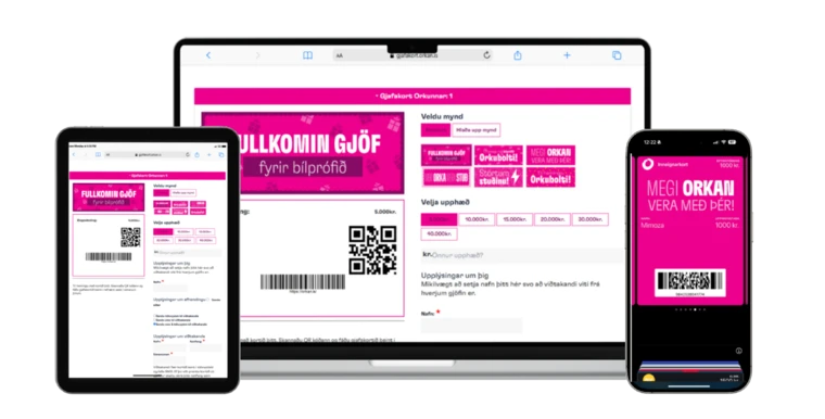 Orkan pass in Apple Wallet on a laptop, tablet and phone