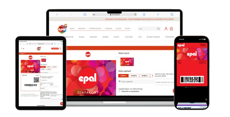 Epal gift card on a laptop, tablet and phone