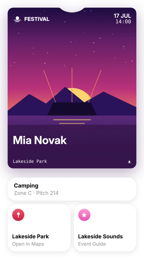 Mockup Lakeside Sounds Festival Ticket (Apple Wallet) karte-actions