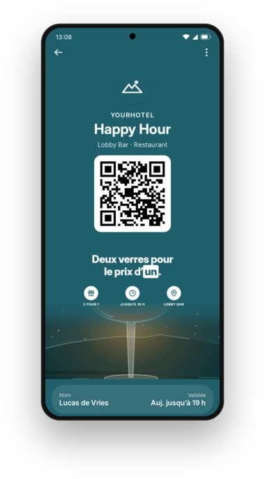 Coupon happy hour YourHotel dans Google Wallet