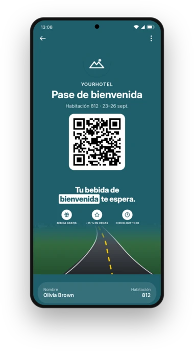 Pase de bienvenida de YourHotel en Google Wallet