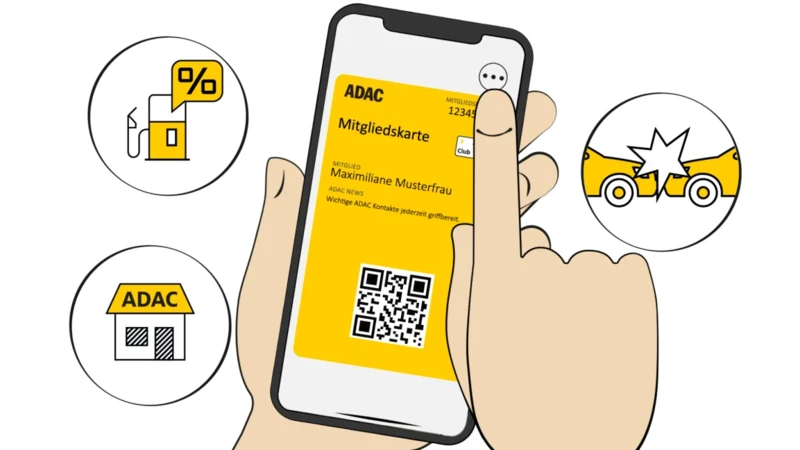 ADAC membership card and emergency pass in the wallet