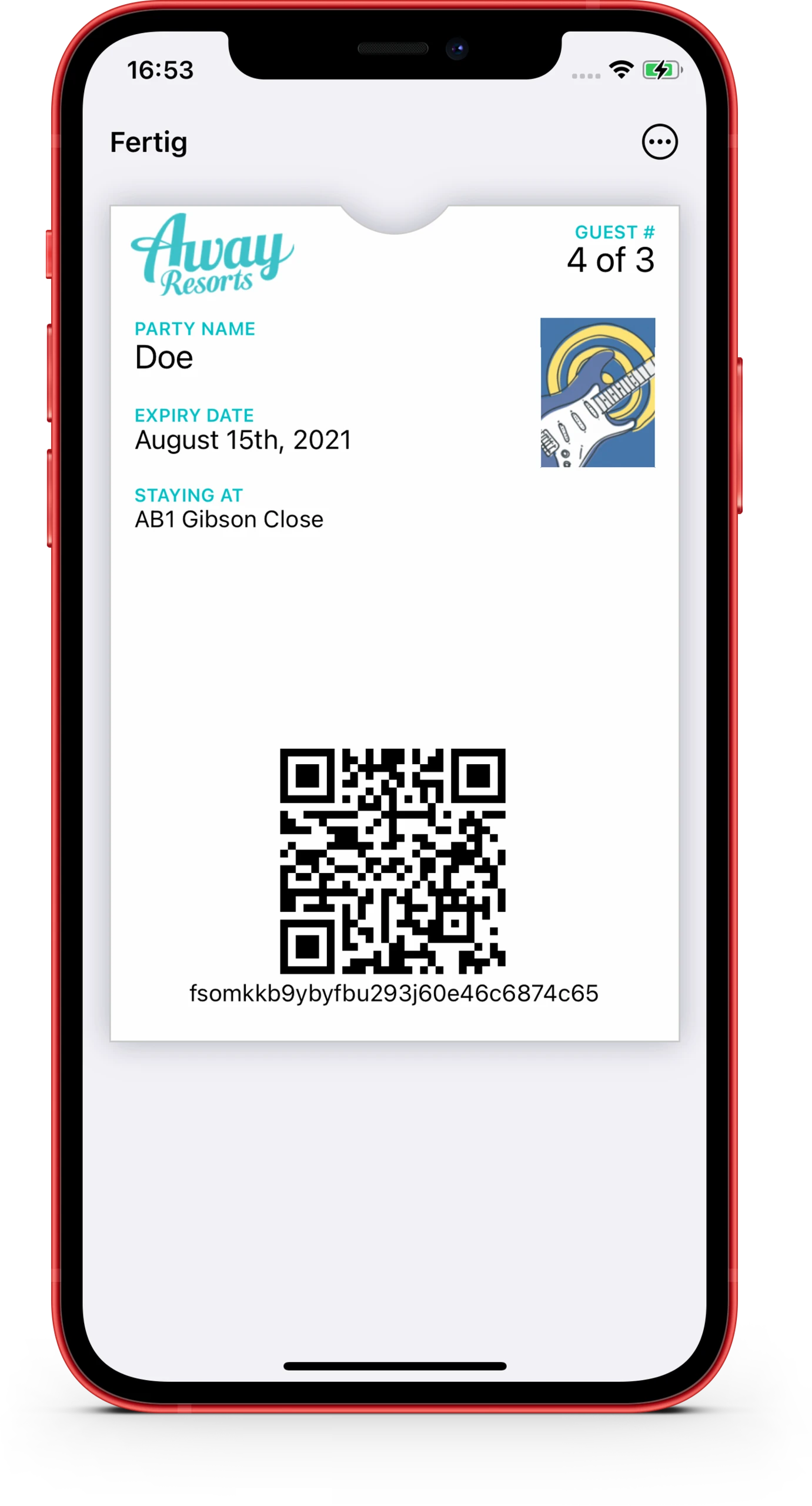 Digital guest pass for a holiday resort in Apple Wallet