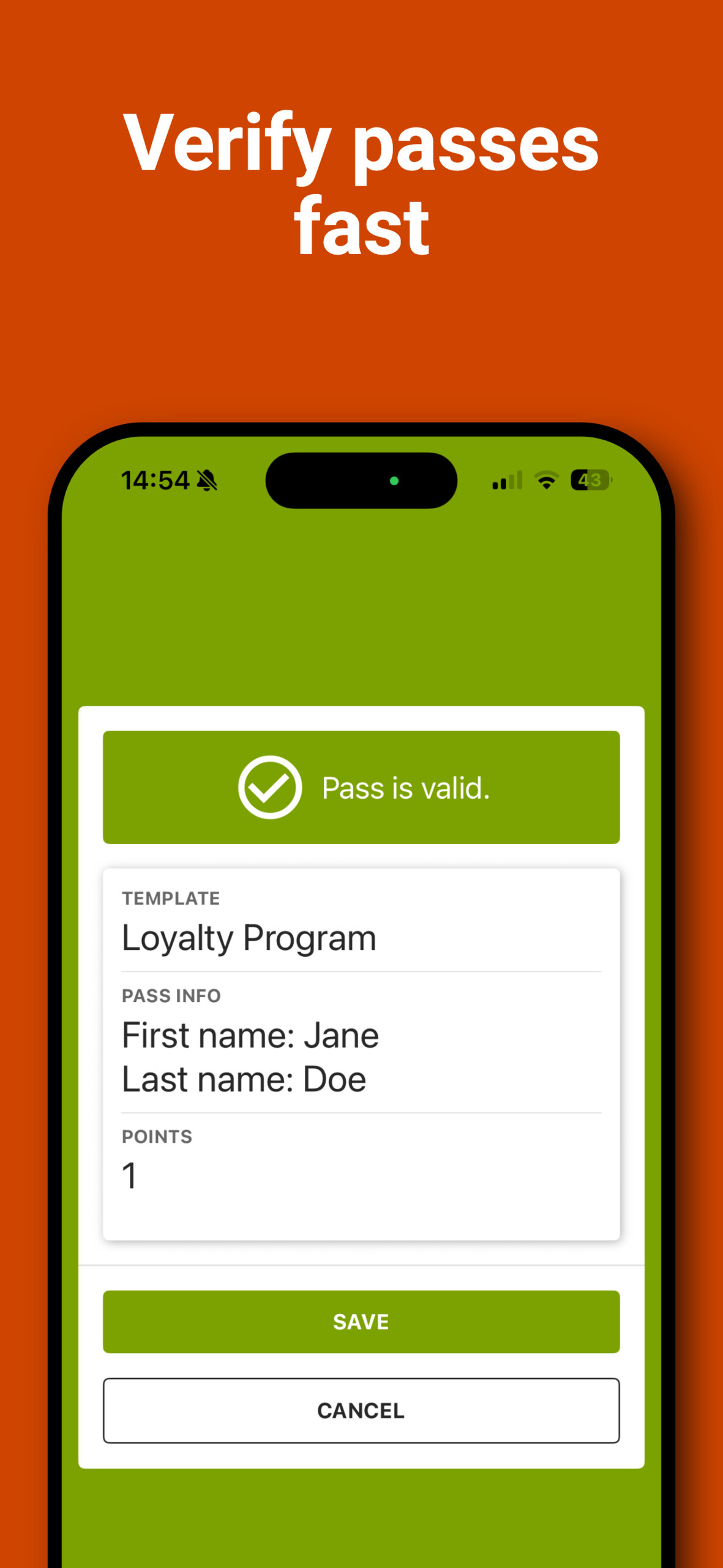 Fast verification of passes