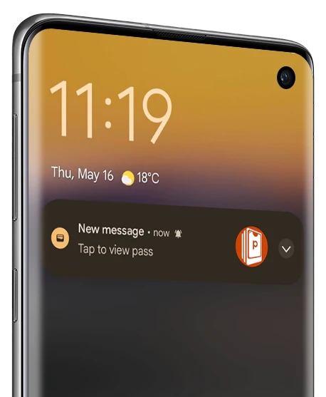 A push notification triggered by a pass in Google Wallet