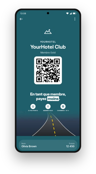 Carte de membre YourHotel Club dans Google Wallet